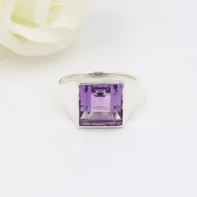 Amethyst Ring – Handmade 925 Sterling Silver Unisex Gemstone Jewelry