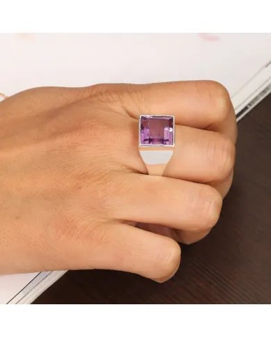 Amethyst Ring – Handmade 925 Sterling Silver Unisex Gemstone Jewelry