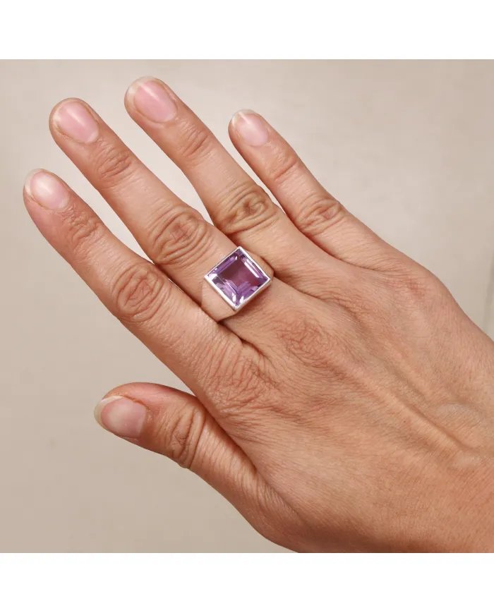 Amethyst Ring – Handmade 925 Sterling Silver Unisex Gemstone Jewelry