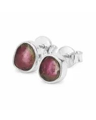Natural Tourmaline Stud Earrings - 925 Sterling Silver Handmade Jewelry