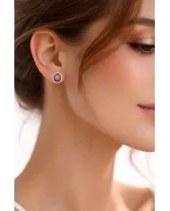 Natural Tourmaline Stud Earrings - 925 Sterling Silver Handmade Jewelry