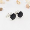 Black Onyx Cufflinks, Groomsmen Cufflinks, Silver Tuxedo Studs, 14mm Round Onyx Cufflinks, Wedding Cufflinks, Cufflinks for Men
