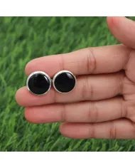 Black Onyx Cufflinks - 925 Sterling Silver Tuxedo Studs Men's Accessories