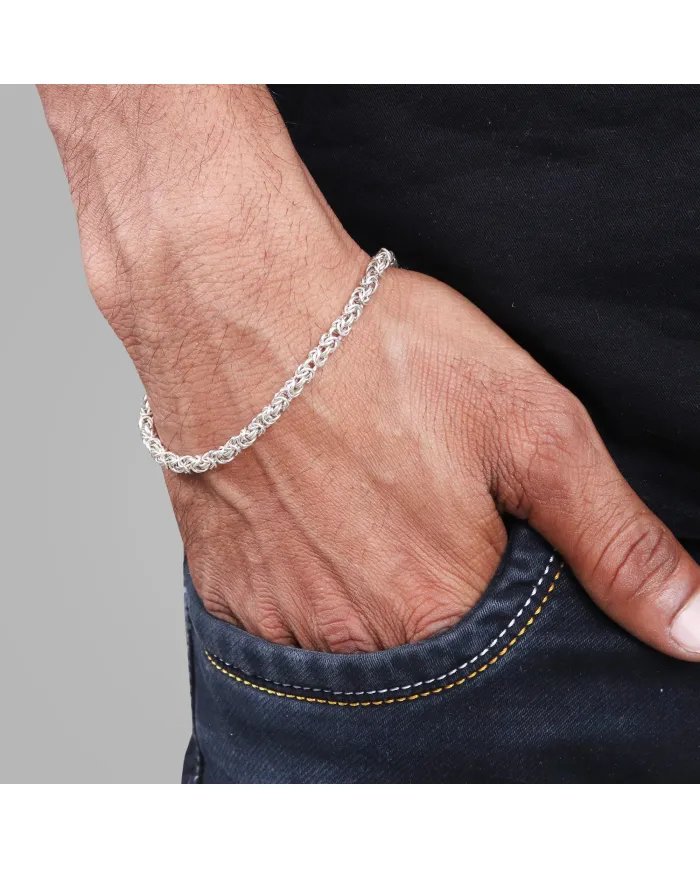 925 Sterling Silver Byzantine Chain Bracelet for Men & Women