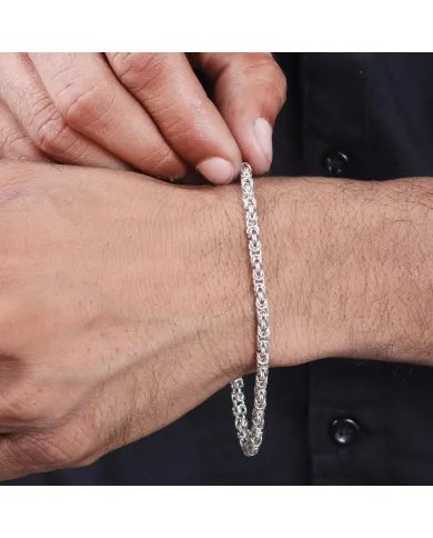 925 Sterling Silver Byzantine Chain Bracelet for Men & Women