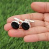 Black Onyx Cufflinks, Groomsmen Cufflinks, Silver Tuxedo Studs, 14mm Round Onyx Cufflinks, Wedding Cufflinks, Cufflinks for Men