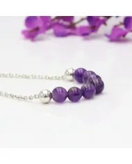 Amethyst Beaded Chain Bracelet - 925 Sterling Silver