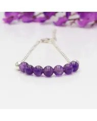 Amethyst Beaded Chain Bracelet - 925 Sterling Silver