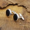 Black Onyx Cufflinks, Groomsmen Cufflinks, Silver Tuxedo Studs, 14mm Round Onyx Cufflinks, Wedding Cufflinks, Cufflinks for Men