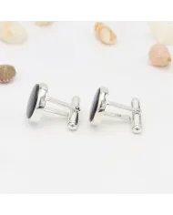 Black Onyx Cufflinks - 925 Sterling Silver Tuxedo Studs Men's Accessories