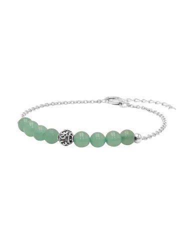 Aventurine Beaded Chain Bracelet - 925 Sterling Silver