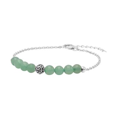 Aventurine Beaded Chain Bracelet - 925 Sterling Silver