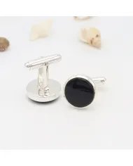 Black Onyx Cufflinks - 925 Sterling Silver Tuxedo Studs Men's Accessories