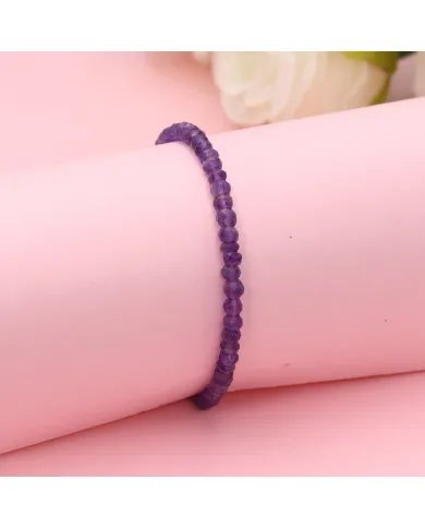 Amethyst Beaded Bracelet – Handmade Gemstone Jewelry with Silver Clasp