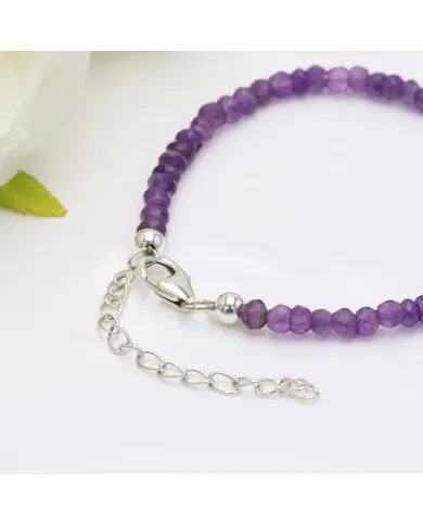 Amethyst Beaded Bracelet – Handmade Gemstone Jewelry with Silver Clasp