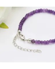 Amethyst Beaded Bracelet – Handmade Gemstone Jewelry with Silver Clasp