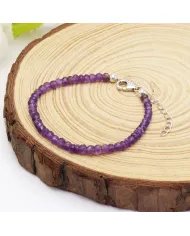 Amethyst Beaded Bracelet – Handmade Gemstone Jewelry with Silver Clasp