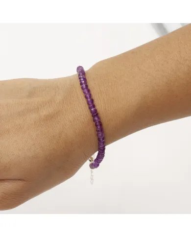 Amethyst Beaded Bracelet – Handmade Gemstone Jewelry with Silver Clasp