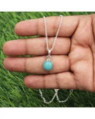 Natural Amazonite Pendant Necklace - 925 Sterling Silver Jewelry