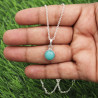 Round Amazonite Pendant, Sterling Silver Pendant, Pendant with Chain, Bezel Pendant, Birthstone Pendant, Charm Pendant for Women