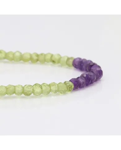 Peridot & Amethyst Beaded Bracelet – Handmade Jewelry with Silver Clasp