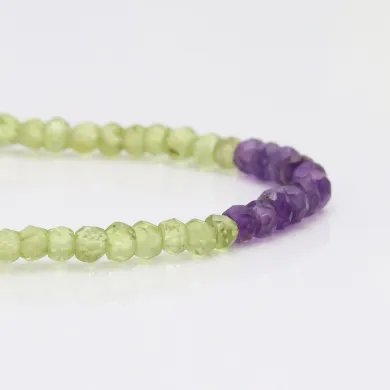 Peridot & Amethyst Beaded Bracelet – Handmade Jewelry with Silver Clasp