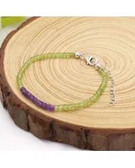 Peridot & Amethyst Beaded Bracelet – Handmade Jewelry with Silver Clasp