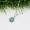 Round Amazonite Pendant, Sterling Silver Pendant, Pendant with Chain, Bezel Pendant, Birthstone Pendant, Charm Pendant for Women