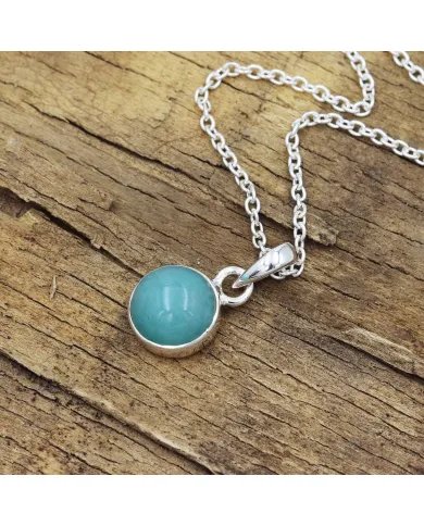 Natural Amazonite Pendant - Sterling Silver Pendant With Chain Handmade Charm Necklace for Her