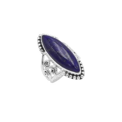 Lapis Lazuli Ring in 925 Sterling Silver Handmade Boho Style Jewelry