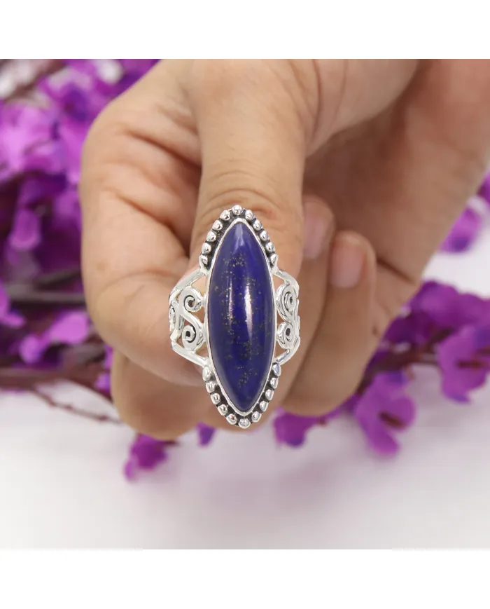 Lapis Lazuli Ring 925 Sterling Silver | Handmade Boho Style Jewelry