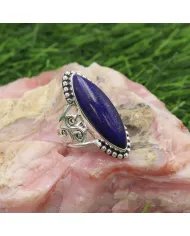 Lapis Lazuli Ring in 925 Sterling Silver Handmade Boho Style Jewelry