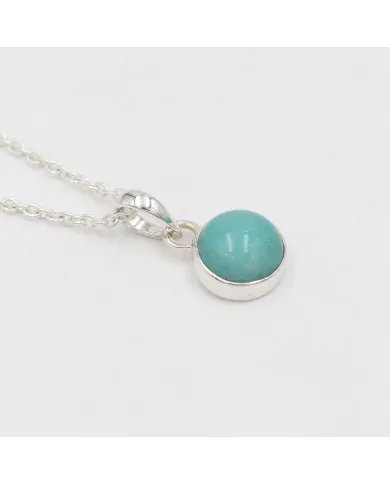 Natural Amazonite Pendant - Sterling Silver Pendant With Chain Handmade Charm Necklace for Her