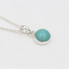 Round Amazonite Pendant, Sterling Silver Pendant, Pendant with Chain, Bezel Pendant, Birthstone Pendant, Charm Pendant for Women