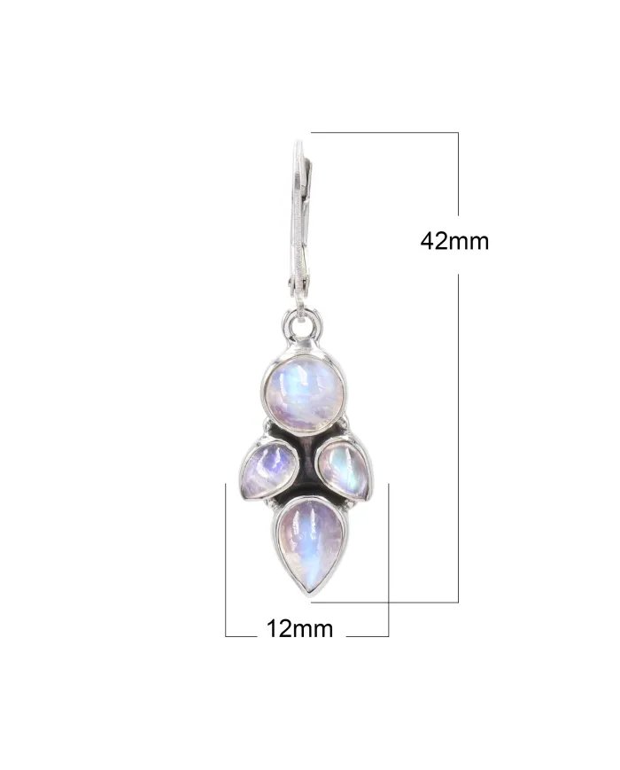Rainbow Moonstone Dangle Earrings – 925 Sterling Silver Handmade Jewelry
