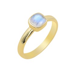 Natural Moonstone Ring, Cushion Ring, Dainty Gold Ring, Engagement Ring for Girls, Love Promise Ring, Statement Ring, Women Ring
