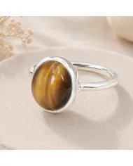 Tiger Eye Gemstone Ring in 925 Sterling Silver Handmade Jewelry