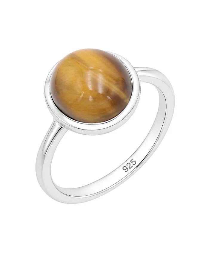 Tiger Eye Gemstone Ring in 925 Sterling Silver Handmade Jewelry