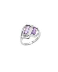 Elegant Amethyst Gemstone Ring in Gold Plated 925 Sterling Silver Jewelry