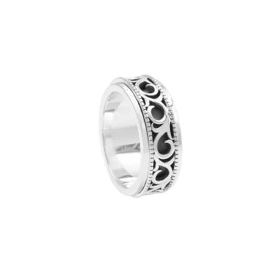 925 Sterling Silver Oxidized Spinner Ring – Anxiety Relief Fidget Jewelry