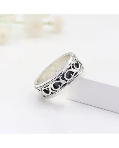925 Sterling Silver Oxidized Spinner Ring – Anxiety Relief Fidget Jewelry