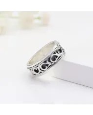 925 Sterling Silver Oxidized Spinner Ring – Anxiety Relief Fidget Jewelry
