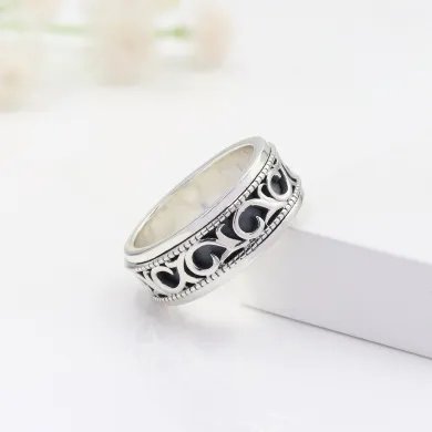 925 Sterling Silver Oxidized Spinner Ring – Anxiety Relief Fidget Jewelry