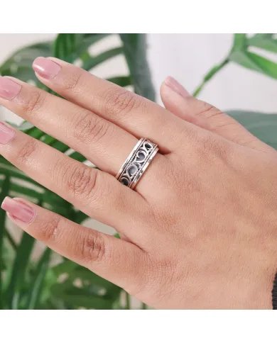 925 Sterling Silver Oxidized Spinner Ring – Anxiety Relief Fidget Jewelry
