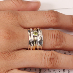 Peridot 925 Sterling Silver Spinner Ring Men & Women Meditation Ring, Spinner Ring Handmade Jewelry