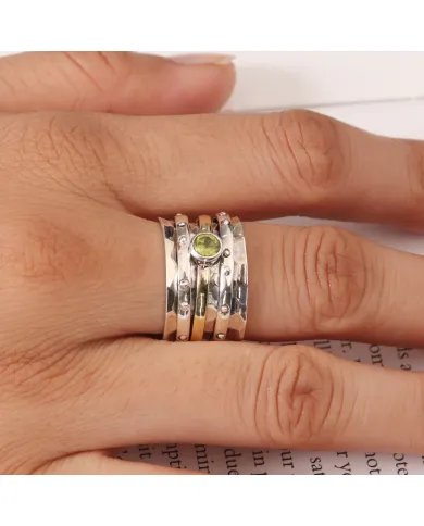 Peridot Spinner Ring - 925 Sterling Silver Ring Handmade Ring Dainty Ring Anxiety Ring Men & Women Meditation Ring