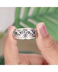 925 Sterling Silver Oxidized Spinner Ring – Anxiety Relief Fidget Jewelry