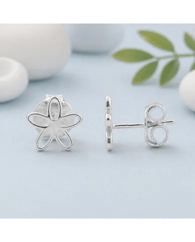 Charming Flower Stud Earrings – 925 Silver Modern Minimalist Jewelry
