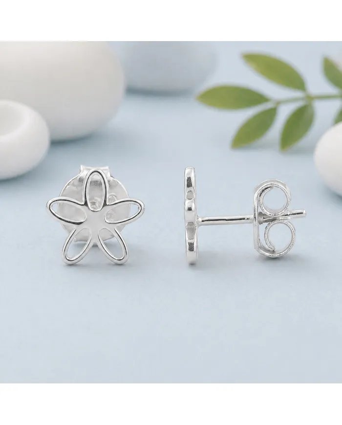 Charming Flower Stud Earrings – 925 Silver Modern Minimalist Jewelry