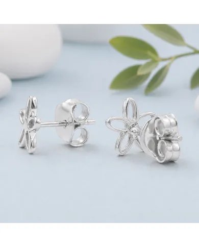 Charming Flower Stud Earrings – 925 Silver Modern Minimalist Jewelry